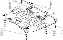 Стандартная Защита картера Двигателя, КПП. 1,5 мм, Сталь. для GAC GS 8 2023-н.в., GAC M8 2023-н.в. АвтоСтандарт.57802