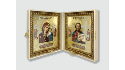 Складень эко/кожа 13*16 вышивка. Спаситель-Казанская БМ 14м (КовБ) 10393083