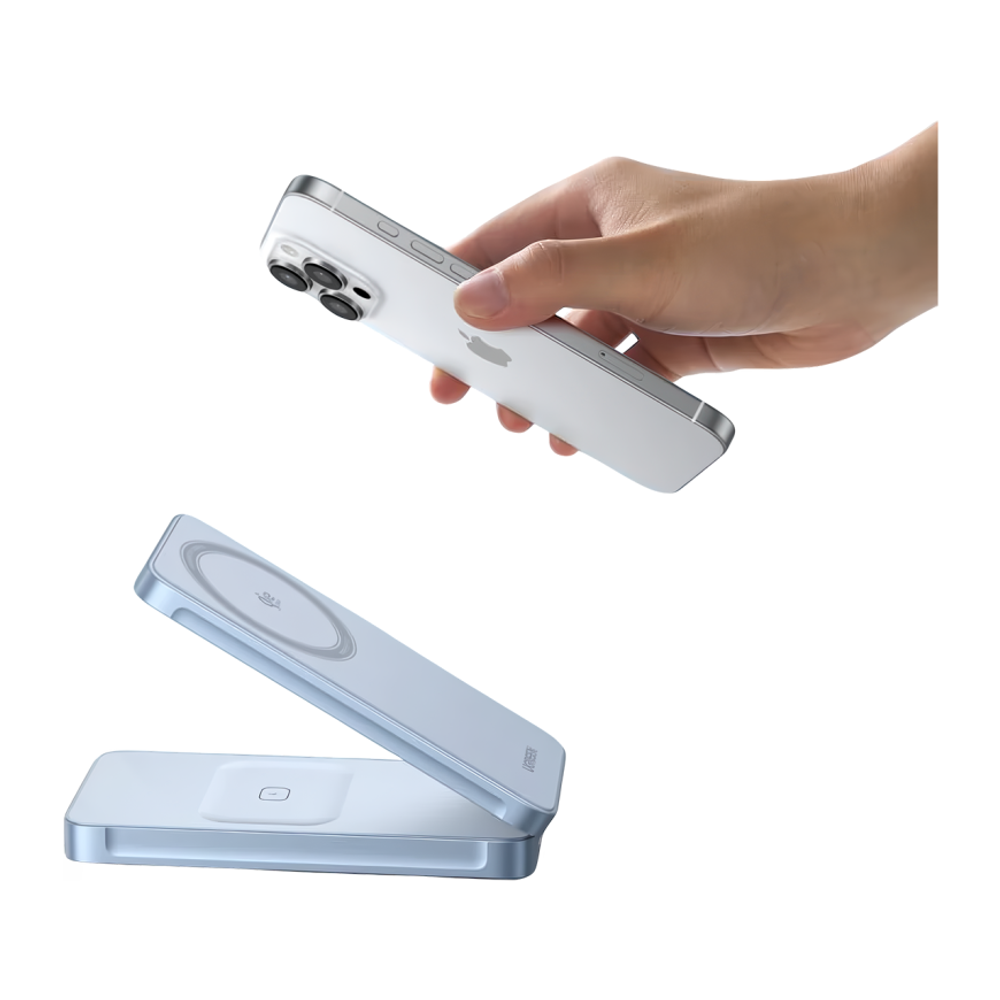 Складная зарядная станция MagSafe Ugreen MagFlow для iPhone и AirPods (Qi2.2) (W756) Беспроводная зарядка: Qi 25 Вт, Qi 5 Вт. Проводная зарядка: нет. Сертификация Qi2. Есть LED-индикация