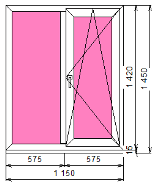 Пластиковое окно 1420 х 1150 ТермА Эко