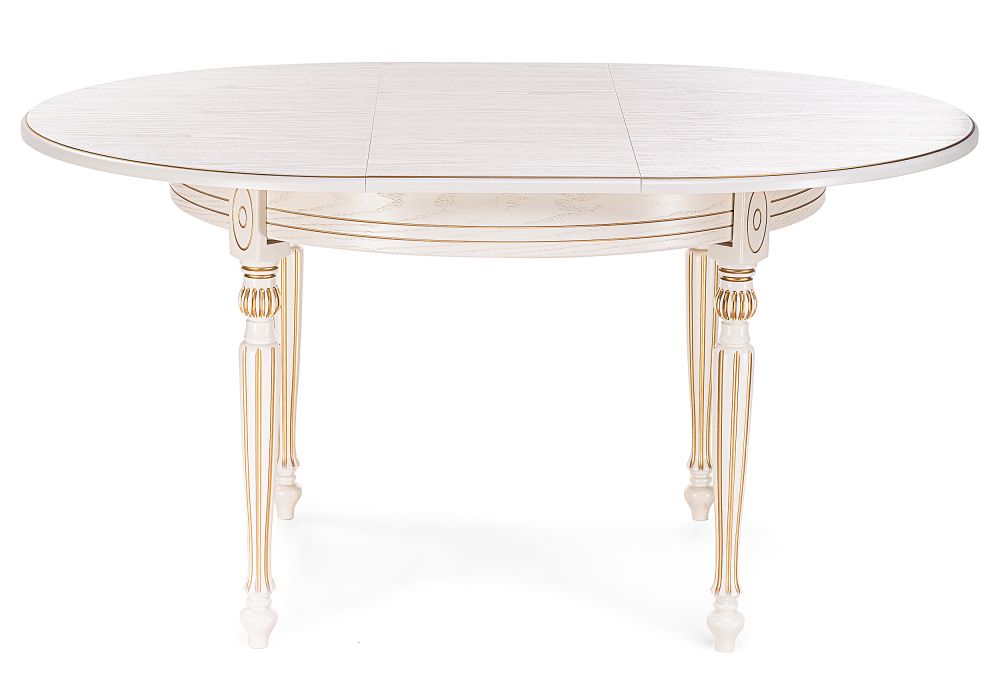 Стол Брейзер 110(140)х110х77 молочный / золото