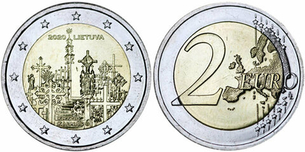 Литва 2 евро, 2020 Гора Крестов UNC
