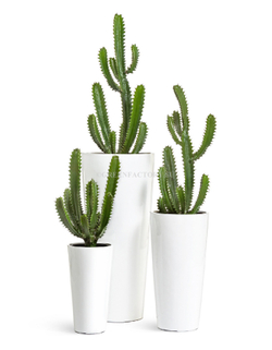 Кашпо TREEZ Effectory - серия Gloss - Высокий конус - Белый глянцевый лак