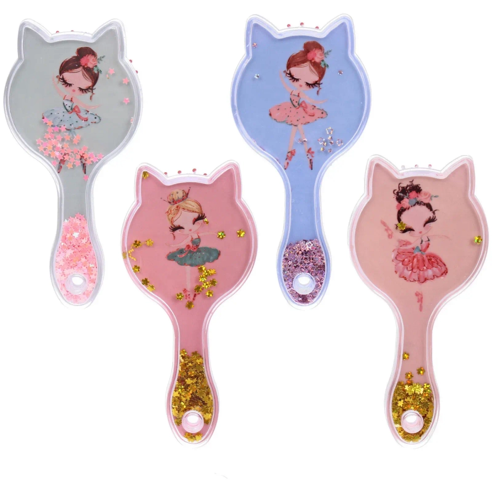 Расческа массажная детская «БАЛЕРИНЫ», блестки, микс 4 дизайна, 17,5*5,2см (пакет с подвесом)