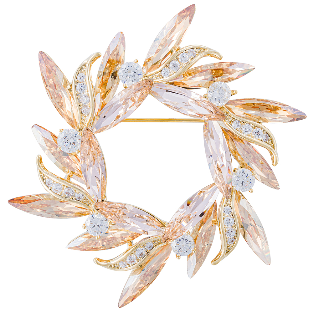 Брошь Fiore Luna ВЕНЕЦ Zircon Crystal XR14425A3 BR/G