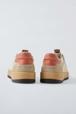 ZARA КРОССОВКИ С КОНТРАСТНЫМИ ВСТАВКАМИ, БЕЖЕВЫЙ