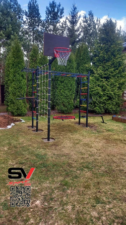 Монтаж уличной шведской стенки Sv Sport Рукоход (5 вертикальных столбов)