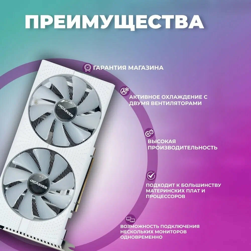 Видеокарта Radeon RX 580 DICASVER RGB 8 ГБ (AMD RADEON RX580 8GB), LHR