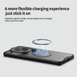 Чехол прозрачный тонированный (Transparent Black) от Nillkin с металлической крышкой и MagSafe на OnePlus 13, серия CamShield Prop Magnetic Case