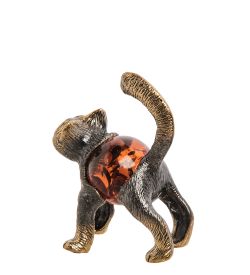 Народные промыслы AM- 356 Фигурка «Кот Большой» (латунь, янтарь)