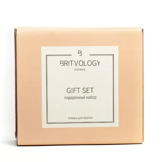 Набор для бритья BRITVOLOGY, крем-мыло для бритья, помазок с ворсом из фибры