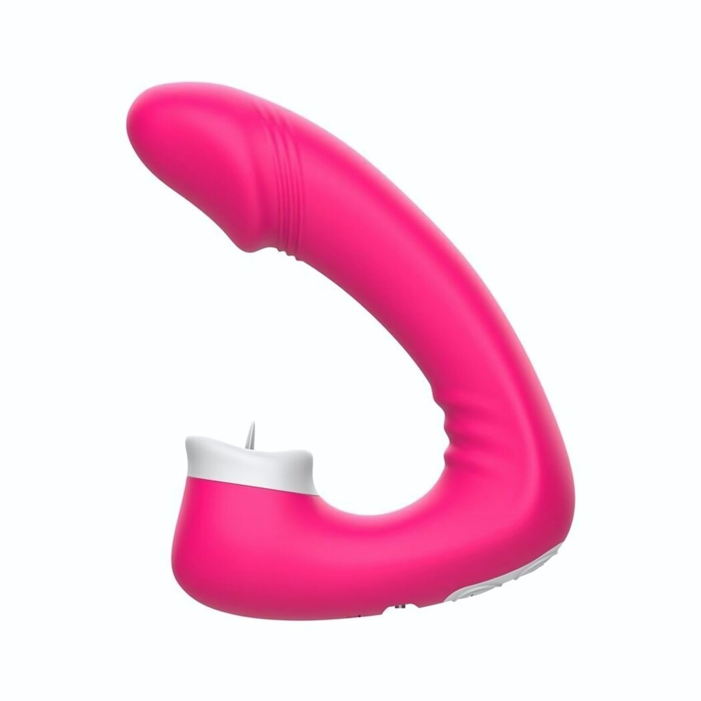 Розовый вибромассажёр с клиторальной стимуляцией (Цвет: розовый)