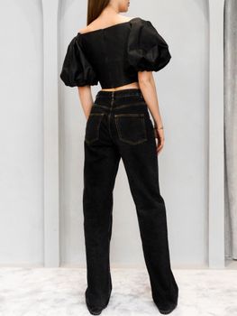 Шелковый топ с объемными рукавами