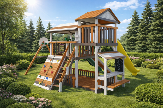 Детская деревянная площадка Домик 3 мод.1