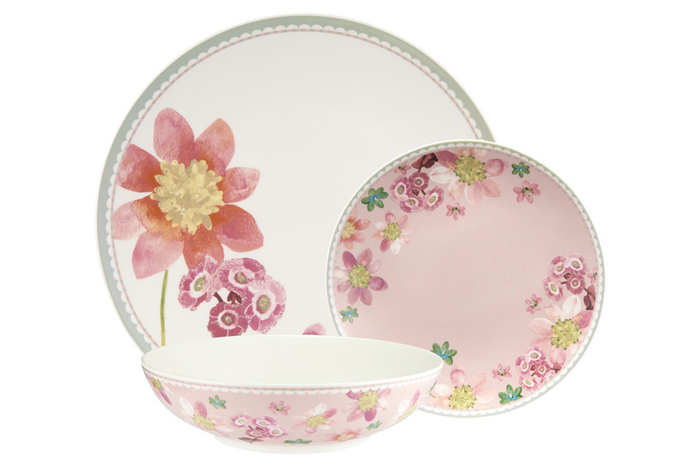 Обеденный набор Primula, розовый, 4 персоны, 12 предметов