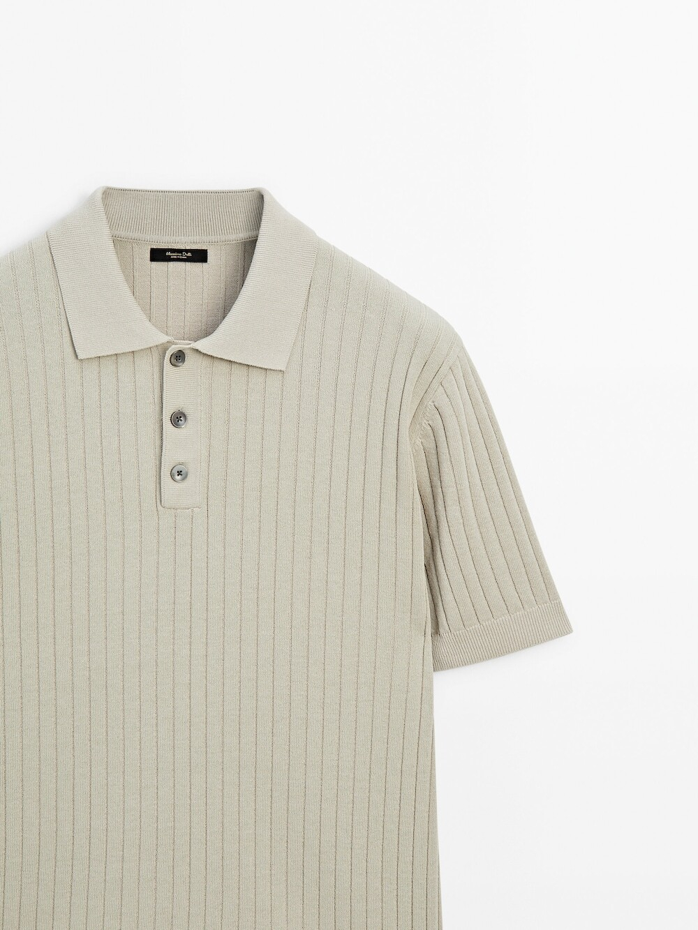 Massimo Dutti Поло в рубчик с короткими рукавами, натуральный, кремовый