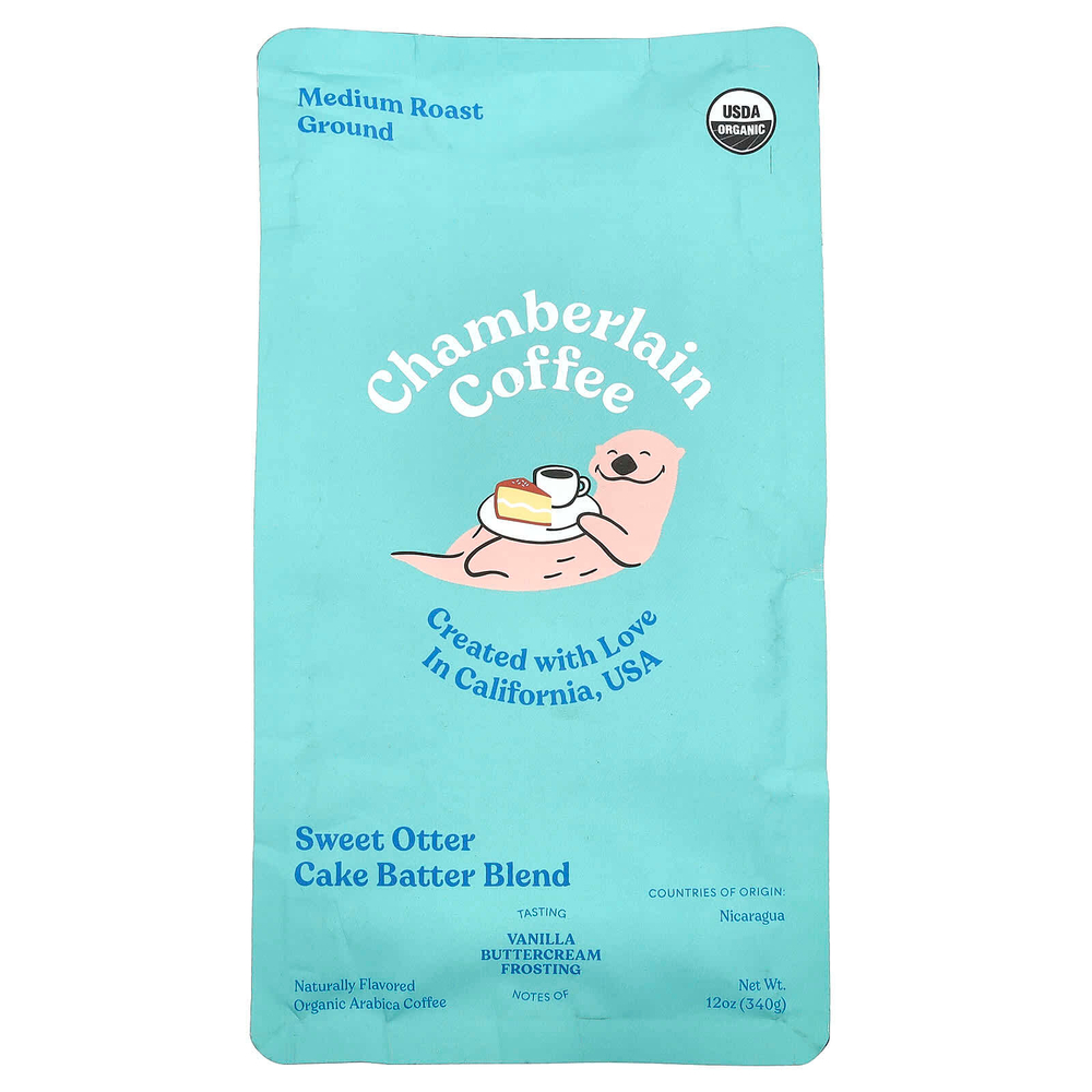 Chamberlain Coffee, Смесь теста для торта «Сладкая выдра», молотый, средней обжарки, 340 г (12 унций)