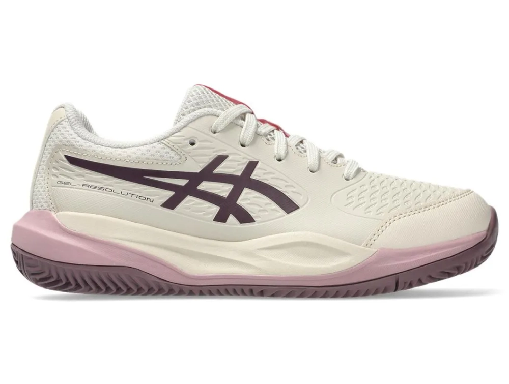 Детские Кроссовки теннисные  Asics Gel-Resolution X GS Clay - soft oat/dark aubergine