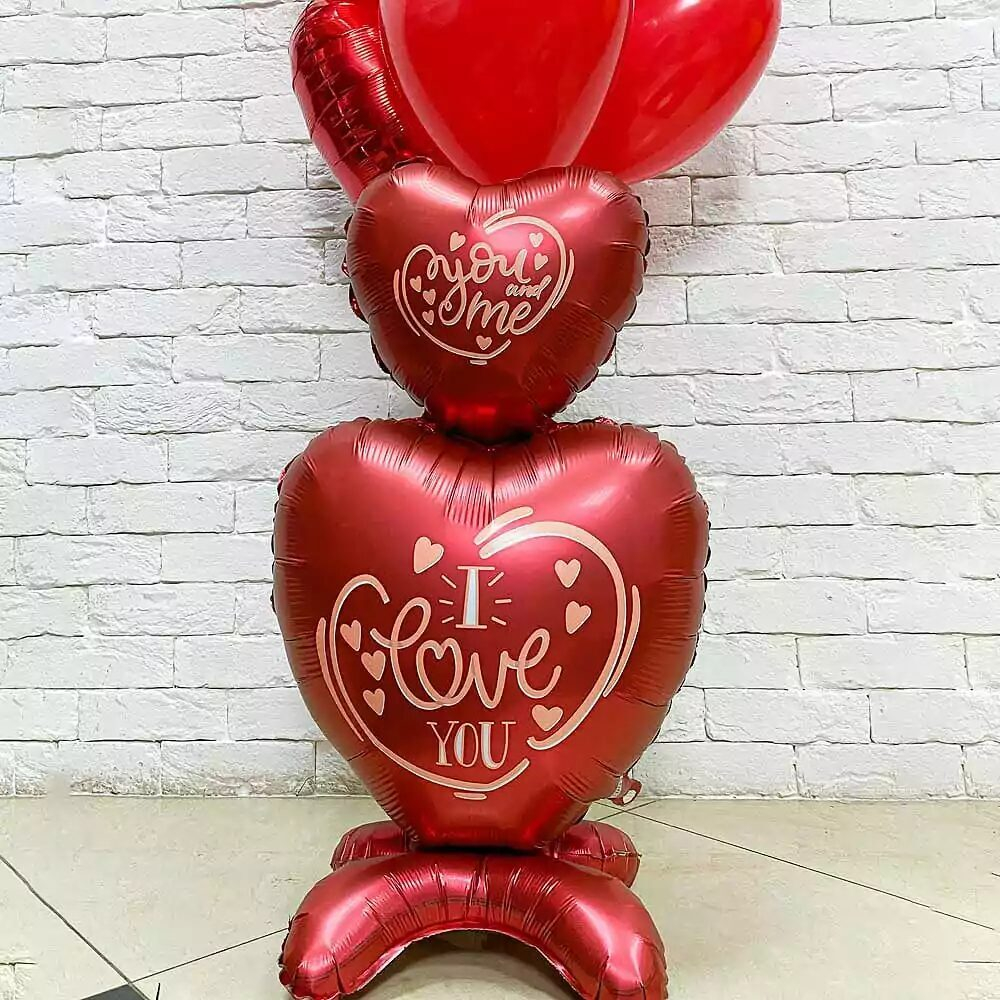 Большая композиция из шаров Любовь и мишка