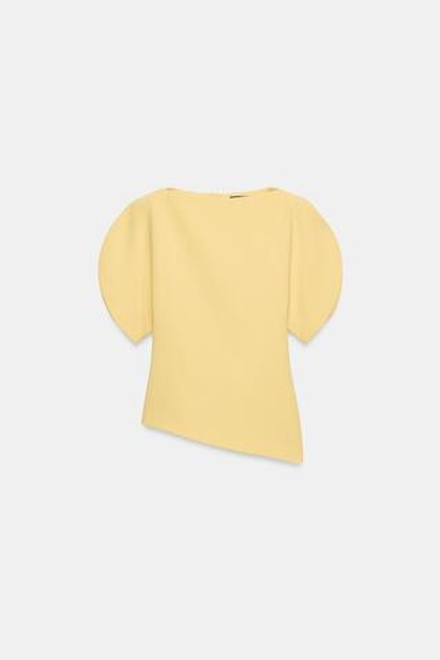 ZARA ТОП С ОБЪЕМНЫМИ РУКАВАМИ — ZW COLLECTION, ЖЕЛТЫЙ