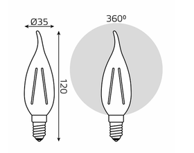 Светодиодная лампа Gauss LED Filament Candle Tailed OPAL E14 5W 4100К