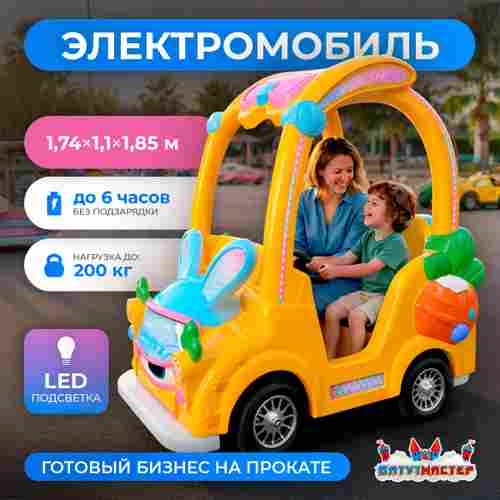 Детский электромобиль для базы отдыха «Ушастый драйв» двухместный, всепогодный