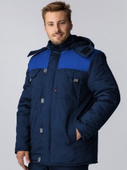 Куртка зимняя Фаворит (тк.Смесовая,240), т.синий/васильковый/серый