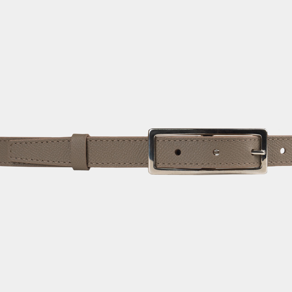 Ремень женский 20 мм из кожи сафьяно, бежевого цвета