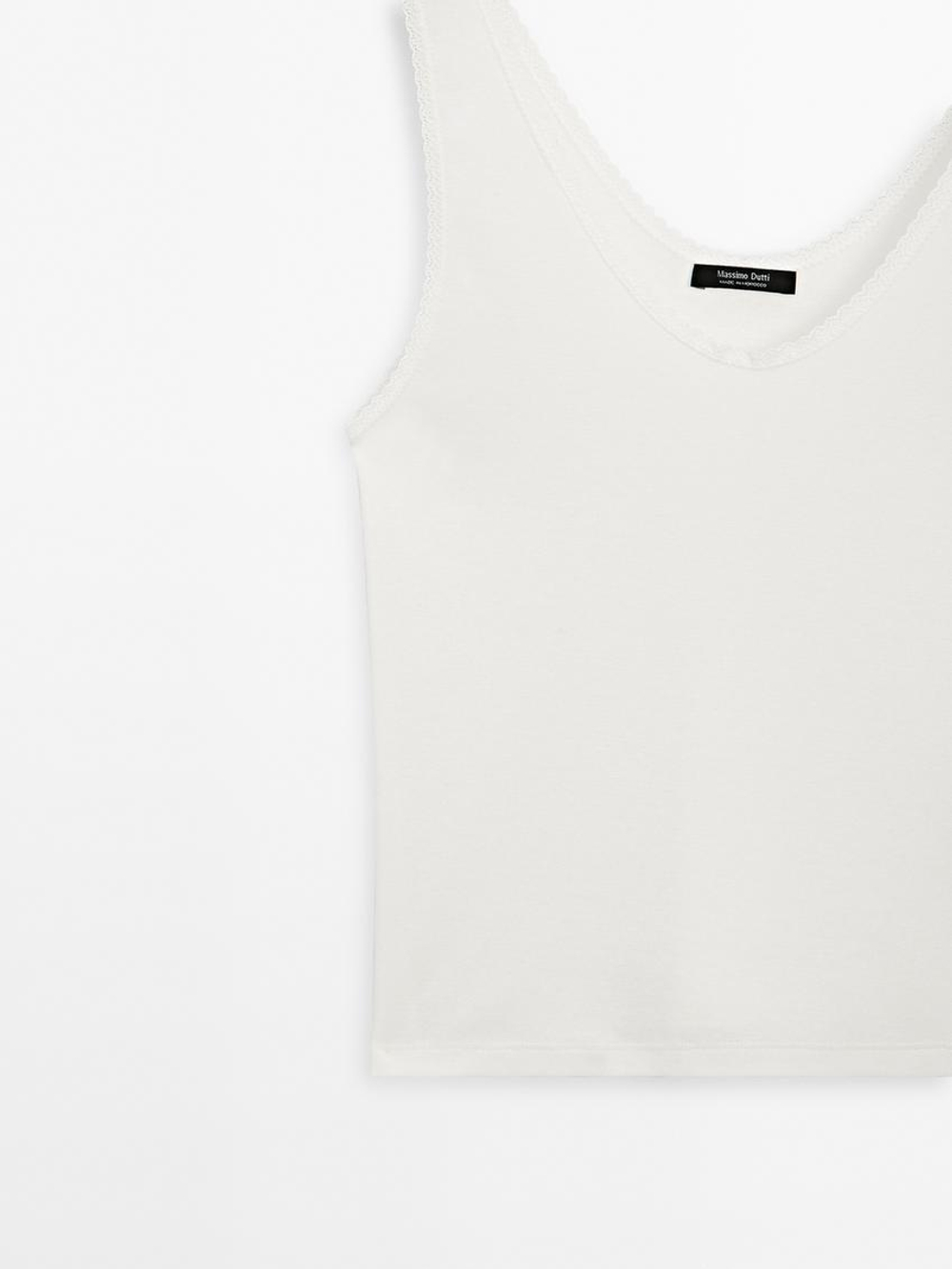 Massimo Dutti Топ из смесового хлопа, натуральный, кремовый