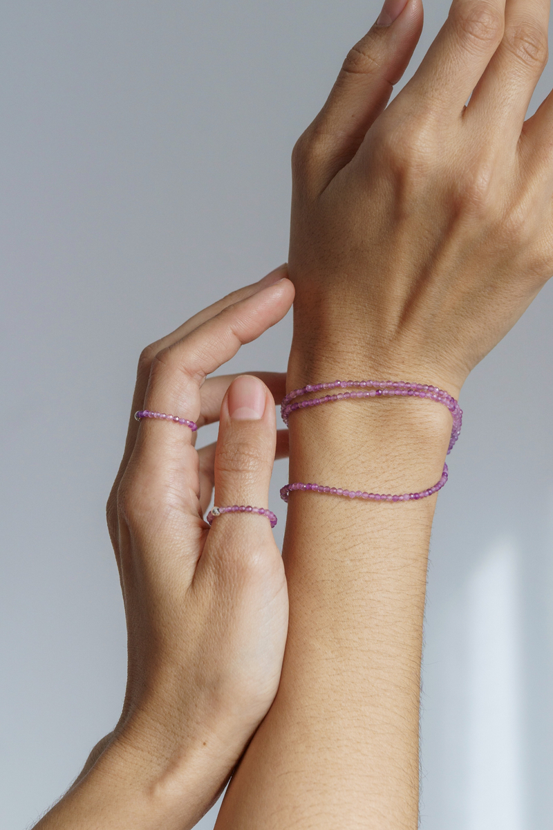 Цепочка "Memo about Mind&Soul" тонкая из аметиста с удлинителем 47-54 см