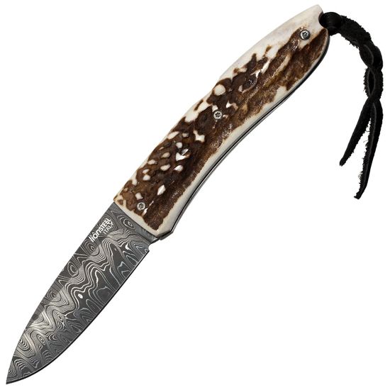 Складной нож Lion Steel "BIG OPERA" L/8800D-CE c клинком из стали Damasteel, рукоять Рог (Олень)