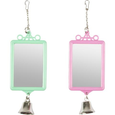 Игрушка для птиц "Зеркало в рамке" прямоугольное с колокольчиком, Flamingo