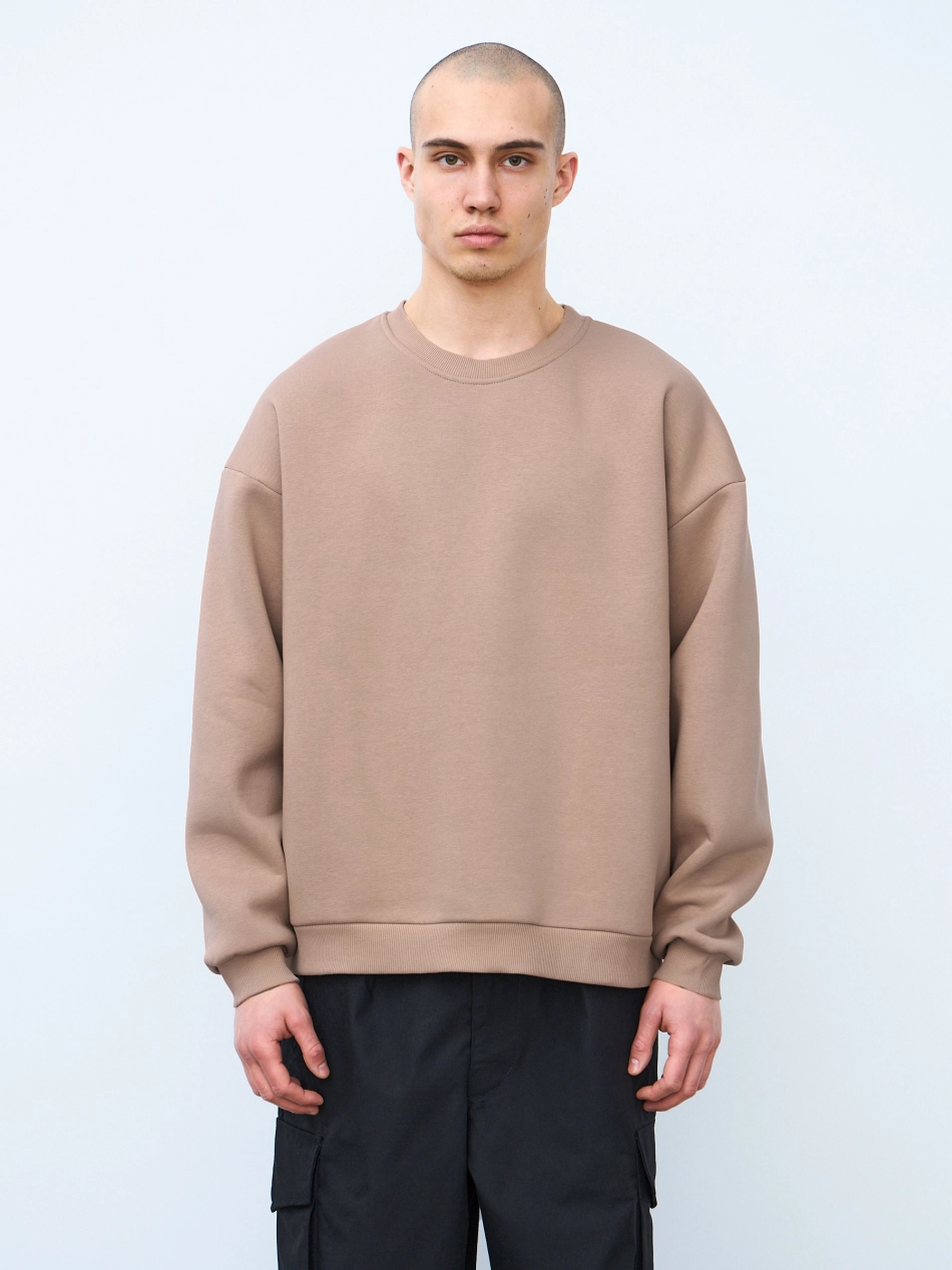 Свитшот оверсайз, с начесом (бежевый)