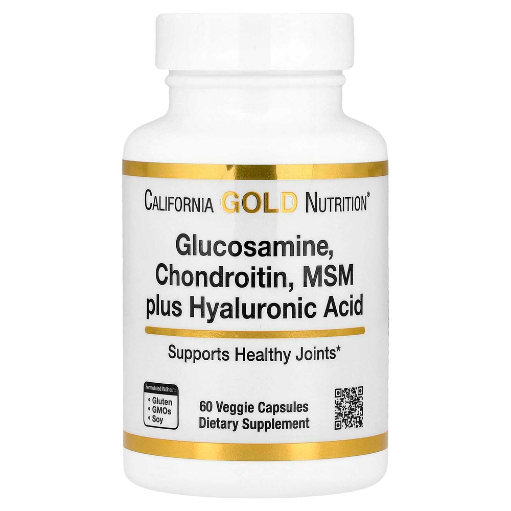 California Gold Nutrition, глюкозамин, хондроитин и МСМ с гиалуроновой кислотой, 60 растительных капсул