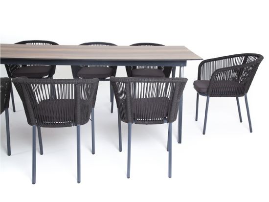 "Куба" обеденная группа на 10 персон, стол HPL "дуб", круглый роуп