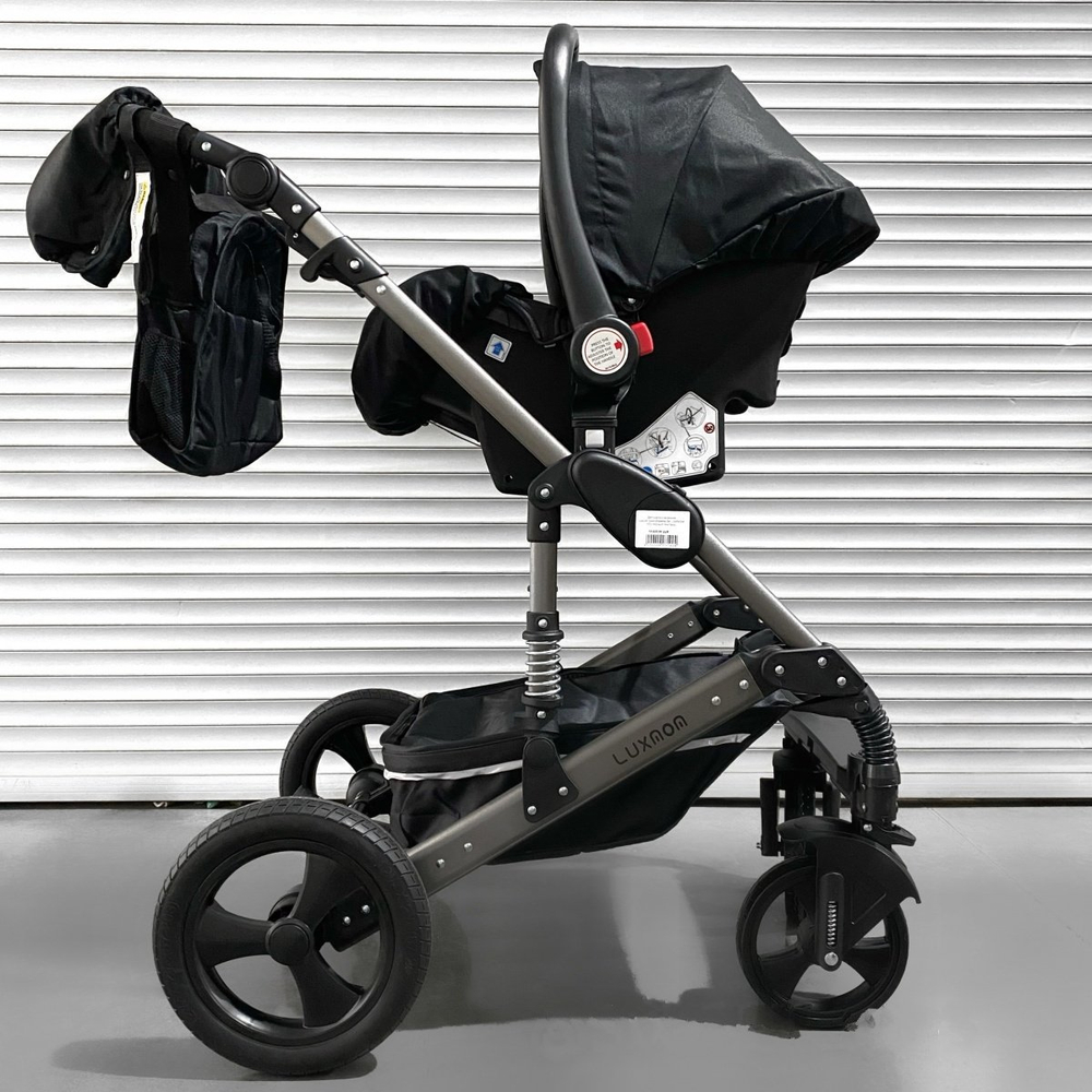 Детская коляска 3в1 LUXMOM 555 Чёрный текстиль
