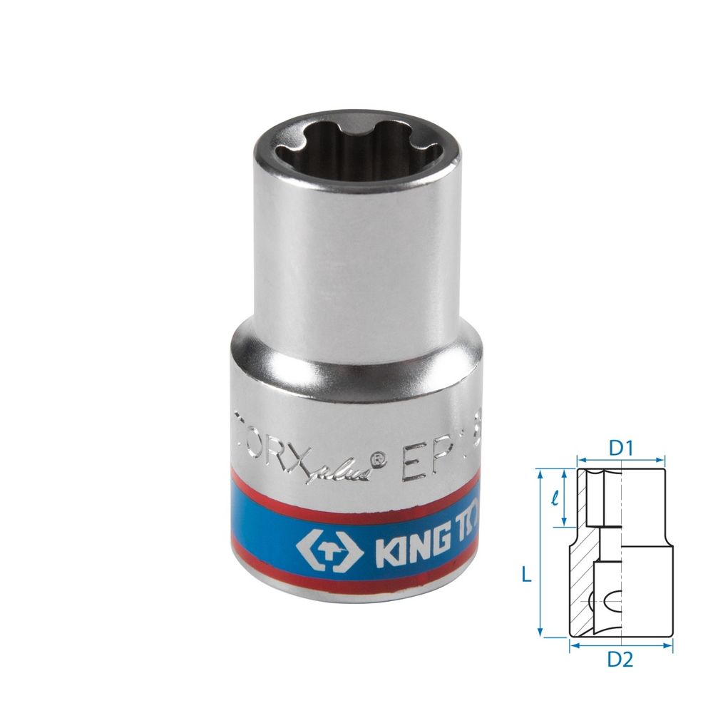 KING TONY (433E18M) Головка торцевая TORX Plus 1/2", EP18, L = 45 мм