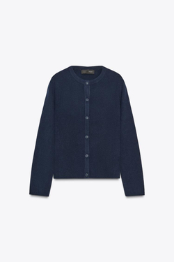 ZARA БАЗОВЫЙ КАРДИГАН С ПУГОВИЦАМИ, МОРСКОЙ СИНИЙ