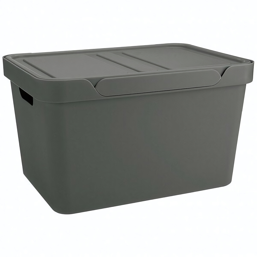 Ящик с крышкой универсальный "luxe", 380х276х220 мм, 18л (серый)