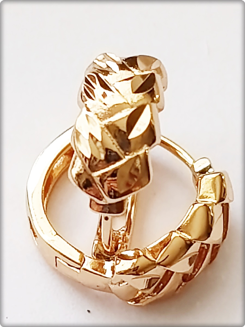 Серьги кольца "Косичка" золотистые