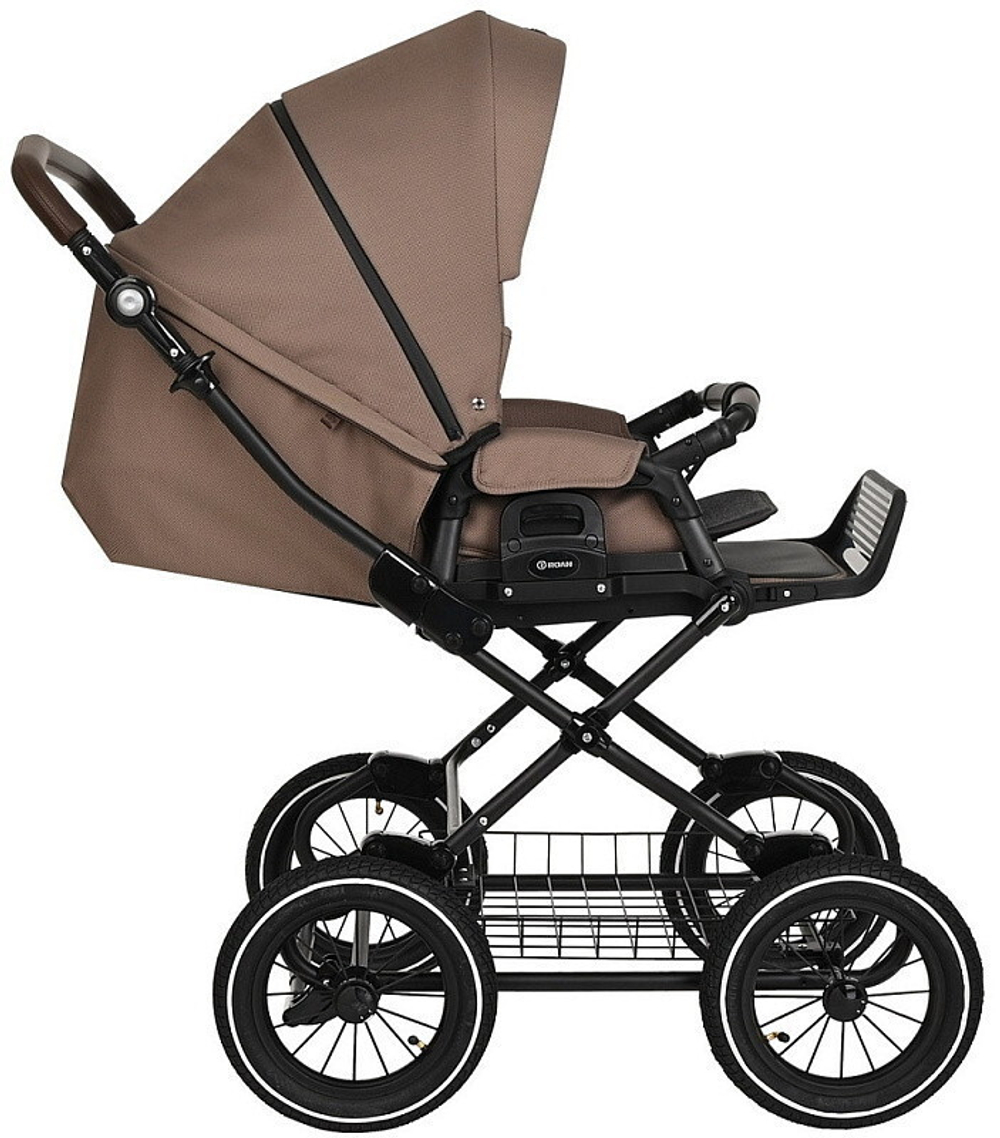 Детская коляска Roan Bass Next Classic d12 3 в 1 с автокреслом Tutis Elo Lux EduSky Black RCL265/1 Raisin Mood