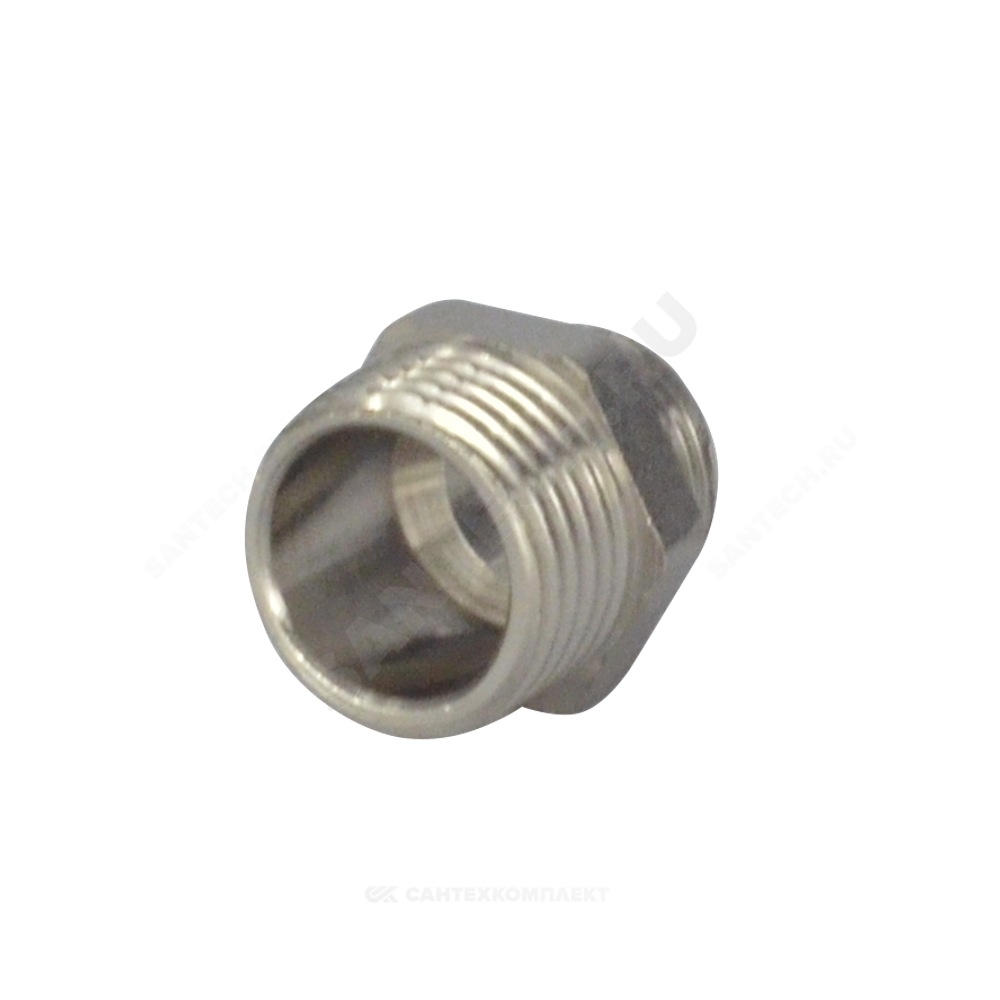 Ниппель латунь никель переходной Ду 32х15 (1 1/4"х1/2") НР RTP (РосТурПласт) 25110