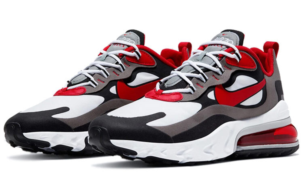 Nike Air Max 270 React retro sports comfortable shock absorption non-slip low-top air cushion casual running shoes men's gray, black and red