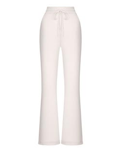 Комплект кардиган на молнии с капюшоном и брюки прямые из кашемира, пудровый