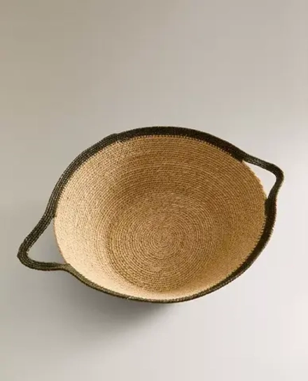 ZARA HOME БОЛЬШАЯ КОРЗИНА С РУЧКАМИ, ЗЕЛЕНЫЙ