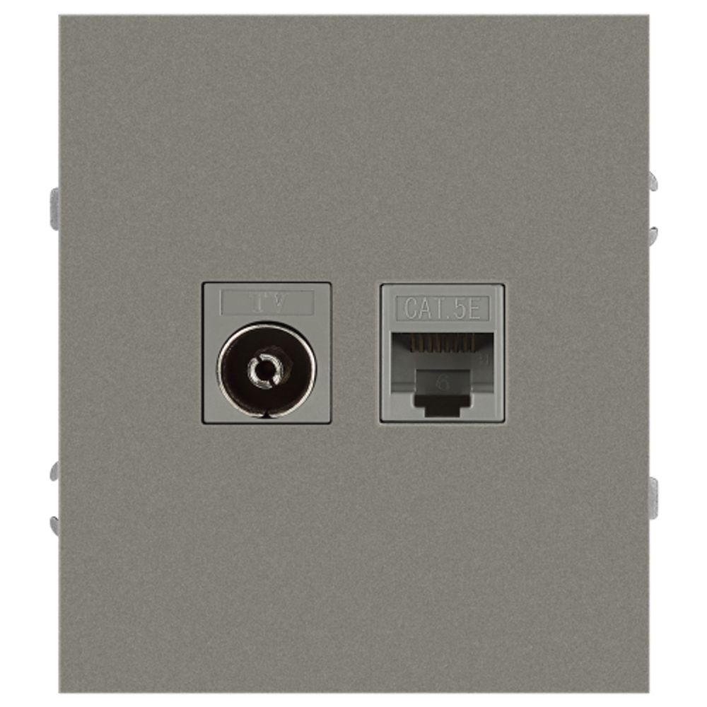 Розетка ЭРА Arktik 16-3110-07 комбинированная RJ45+TV титан | Эра Arktik