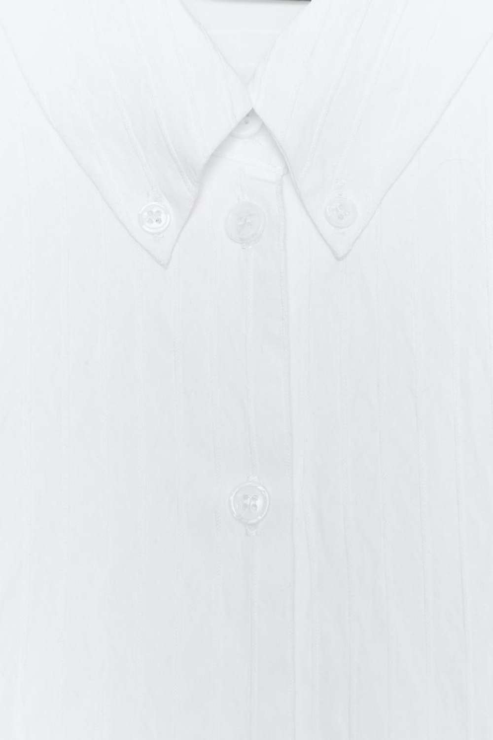 ZARA РУБАШКА ИЗ ПОПЛИНА В ПОЛОСКУ С РУКАВАМИ-БУФФ, БЕЛЫЙ