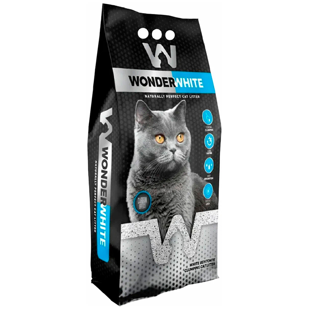 наполнитель комкующийся Wonder White Carbon 5 кг для кошек с акт. углем без аромата (Вандер Вайт)