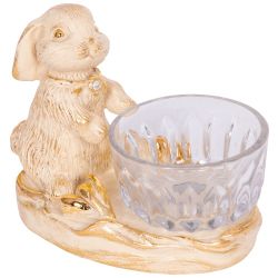 Фруктовница Кролик Эйприл Айвори с чашей из стекла