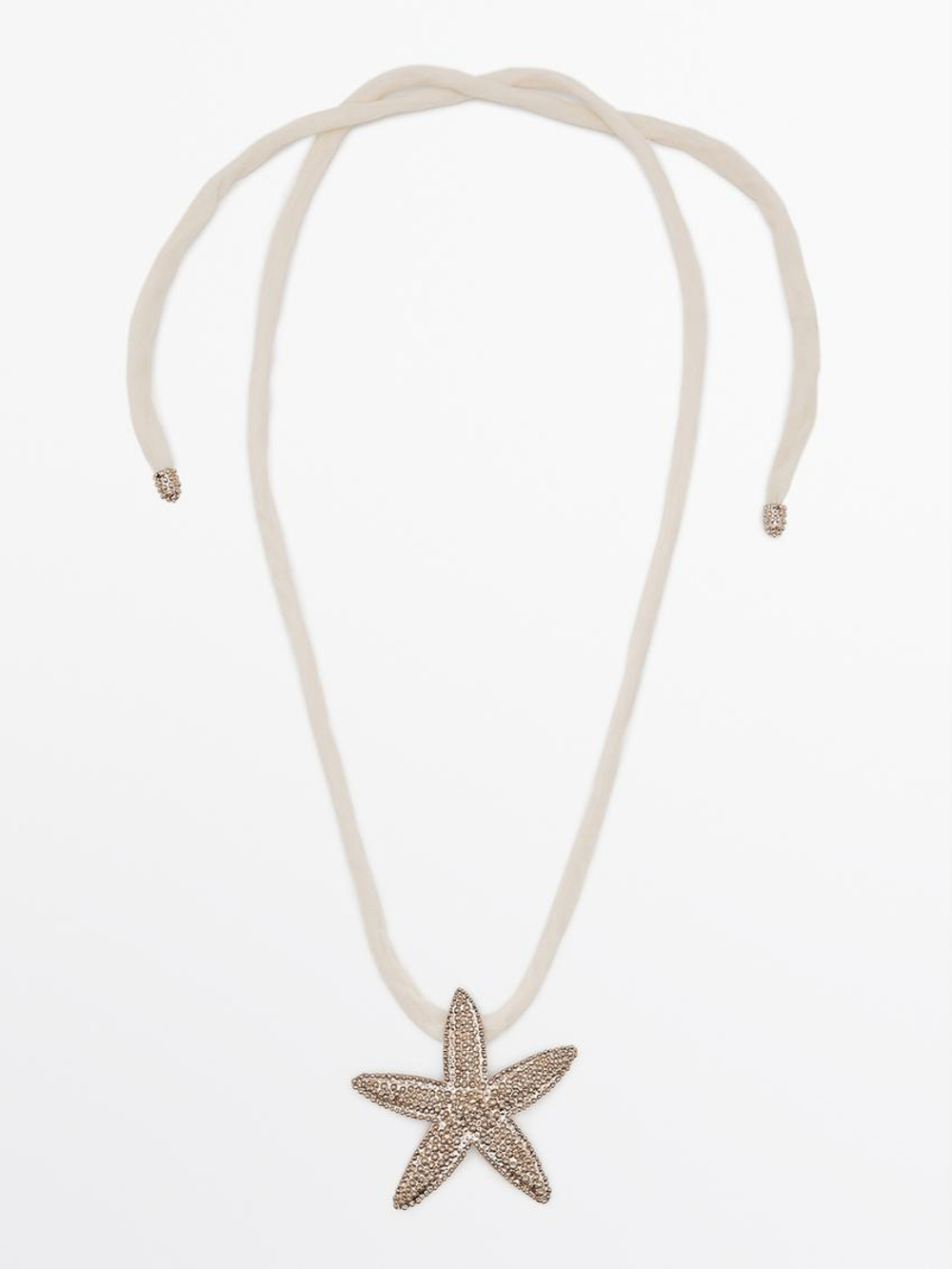 Massimo Dutti Шелковое ожерелье-шнурок с деталью «Звезда», серебряный